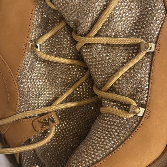Michael Kors | Culver Embellished Nubuck and Glitter Chain Mesh Lace-Up Boot 🥾11 - Picture 12 of 14